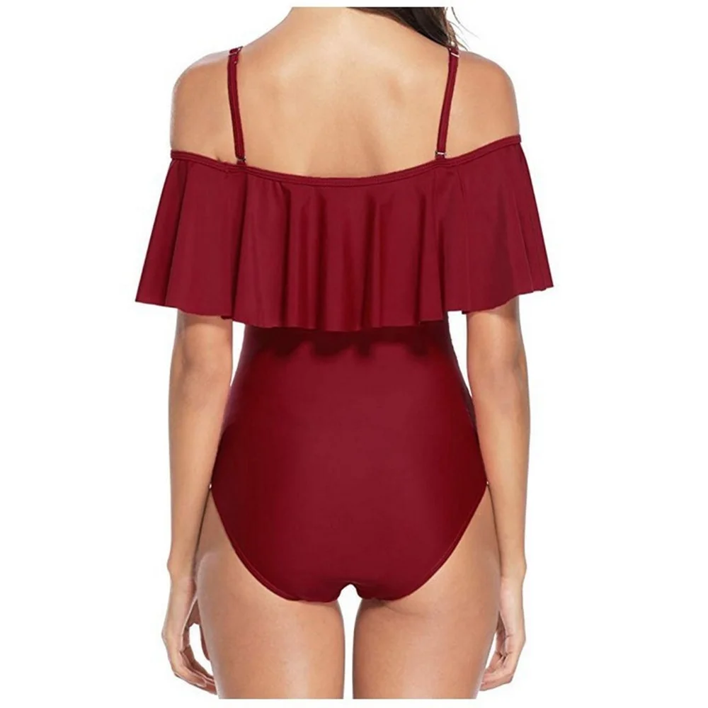 

2021 Lotus Sexy Solid Color One-Piece Bikini Swimsuit