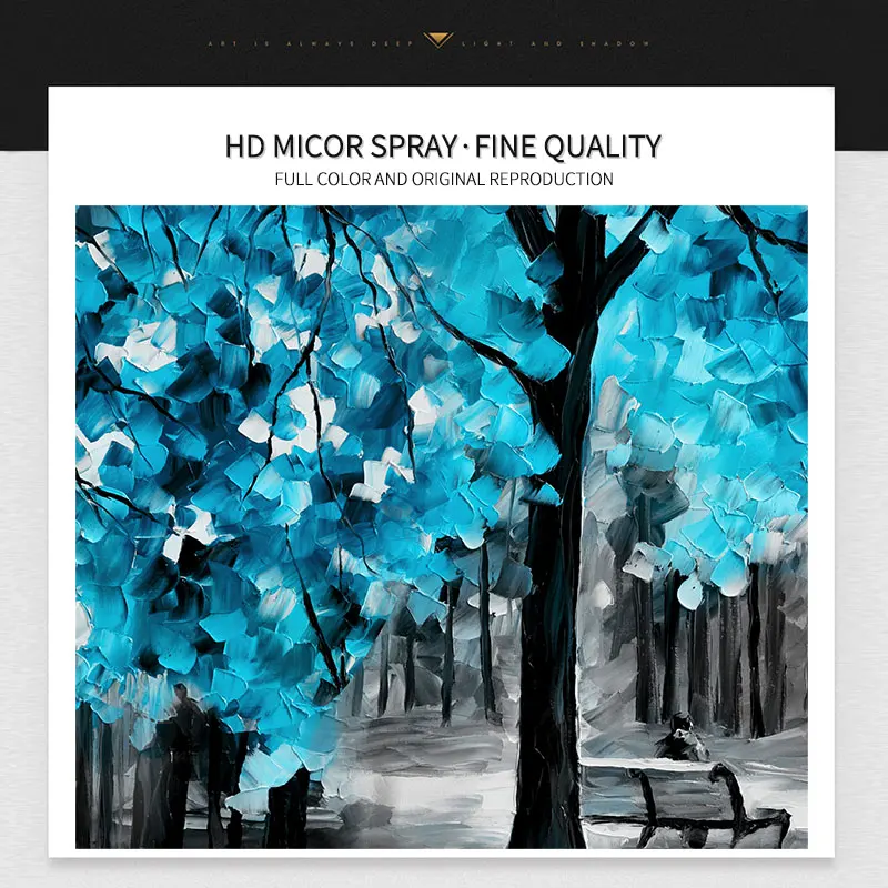 

Modern Abstract Blue And Yellow Leaves Oil Painting Print On Canvas Nordic Poster Wall Art Picture For Living Room Home Decor