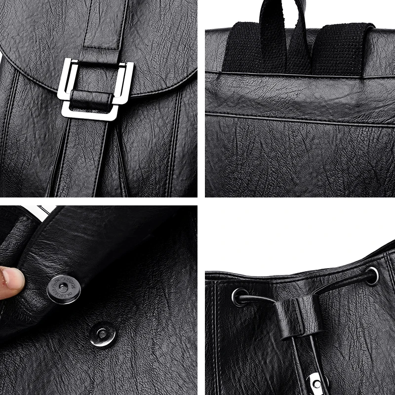 

High Quality Leather Backpack Woman New Arrival Fashion Female Backpack String Bags Large Capacity School Bag Mochila Feminina