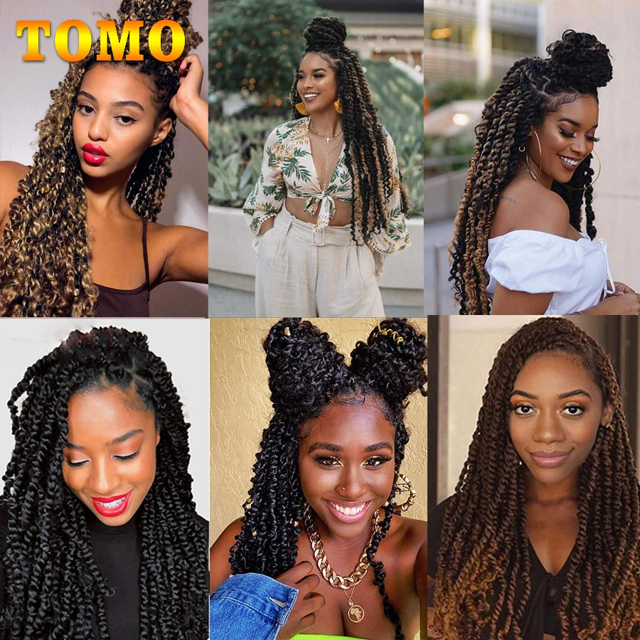 TOMO Passion Twist Crochet Hair 12 18 24 "  Pre-looped Synthetic Crochet Braids Hair Extensions Ombre Braiding Hair Black Brown images - 6