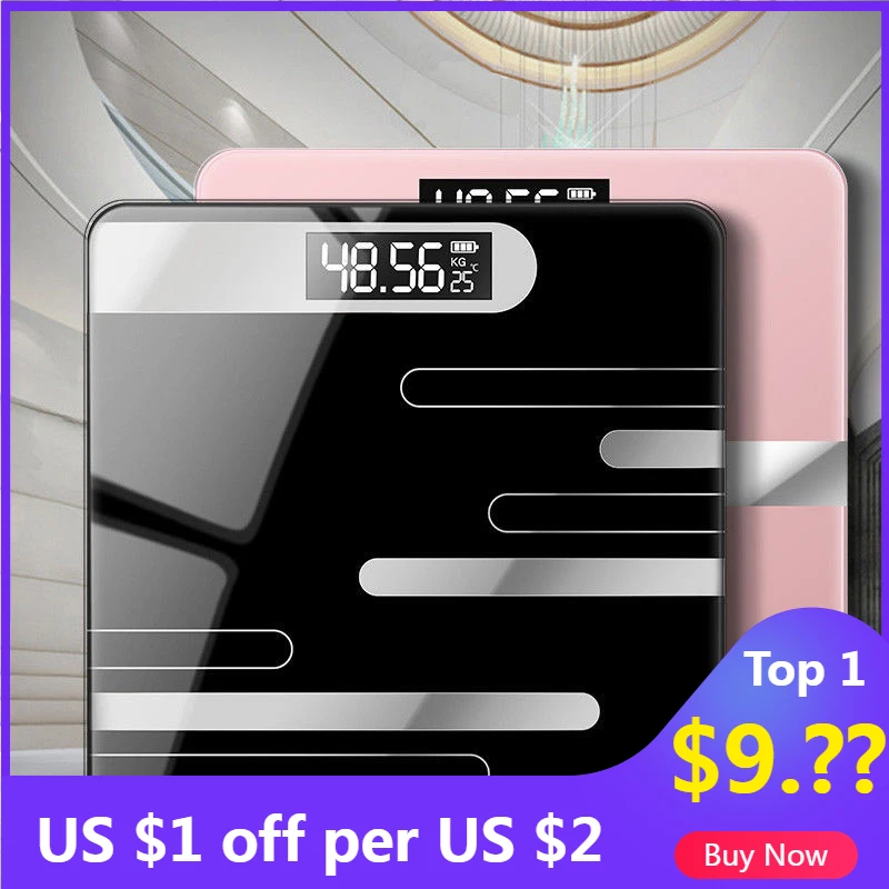 Весы электронные умные с ЖК-дисплеем для измерения температуры и жира | Дом сад