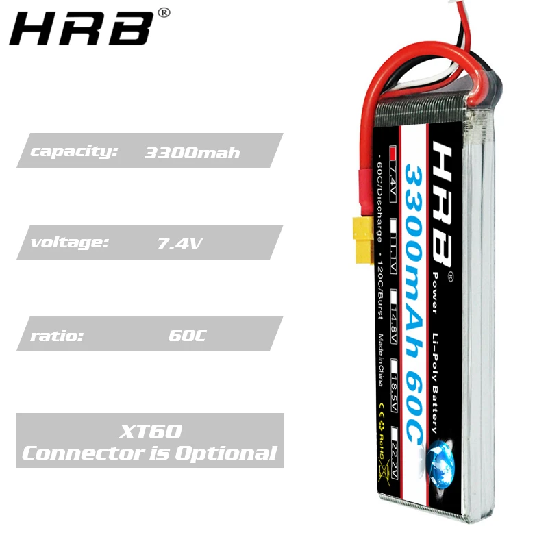 hrb 2s 74 v lipo батарея xt60 1800mah 2600mah 3300mah 3600mah 4000mah 5000mah 5200mah 6000mah 8000mah 10000mah