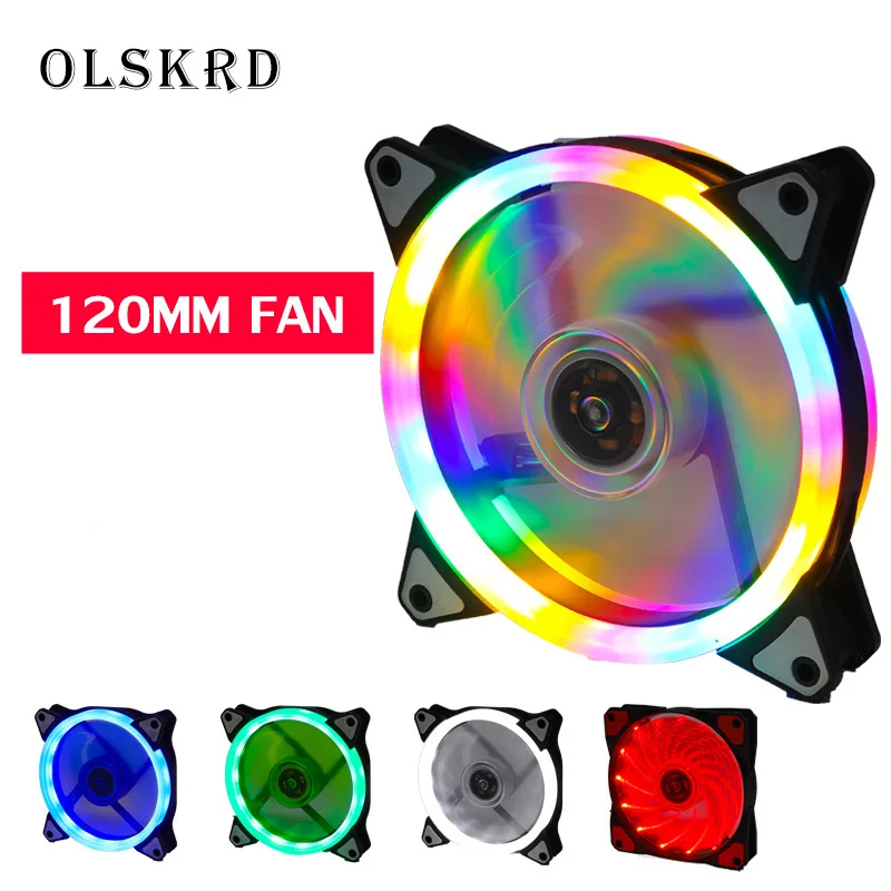 

Olskrd LED Case Fan 120mm computer PC cooling fan RGB light ultra-quiet Sleeve Bearing 4pin Cooling Cooler CPU Coolers Radiators