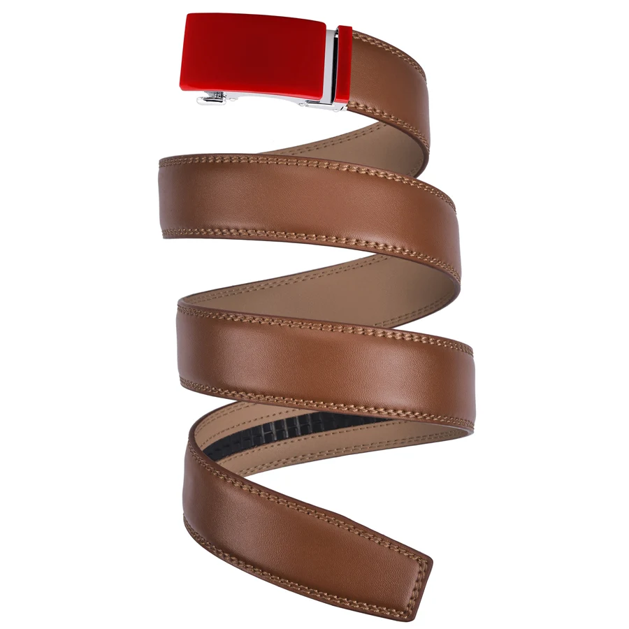 

Plyesxale Business Simple Leather Belts For Men 2020 Smooth Automatic Buckle Genuine Leather Luxury Strap Male Brown Black B143