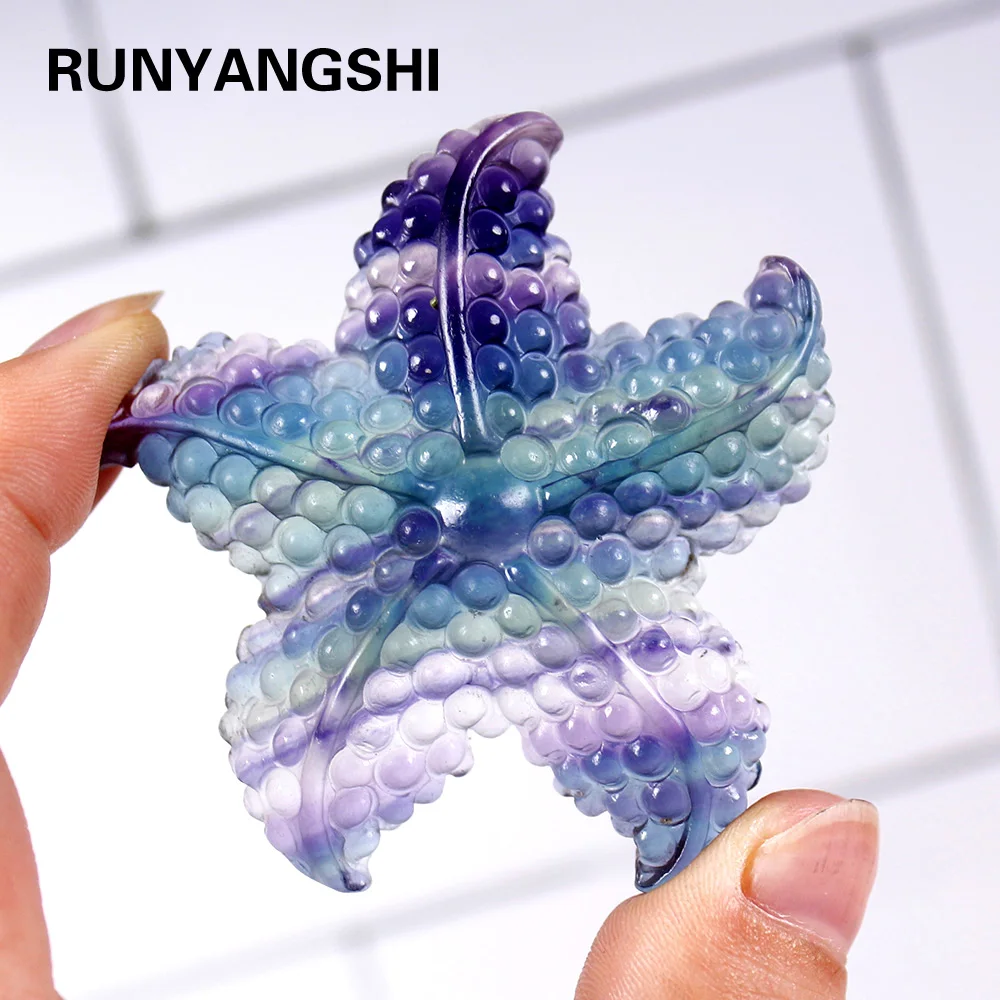 1 шт. натуральный Радужный флюорит морская звезда кристалл поделки ручной работы