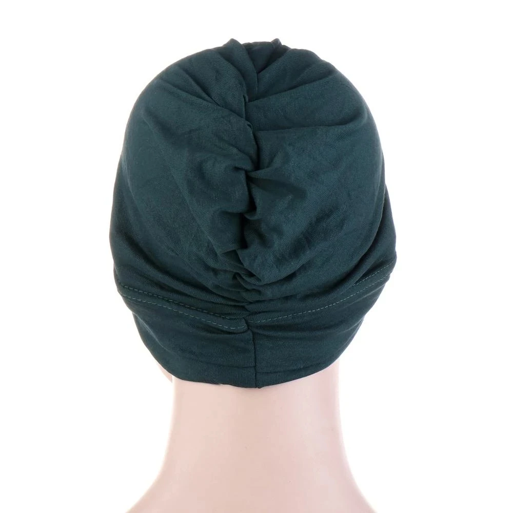 

New Fashion Solid color forehead cross hijab caps for women India wrap head scarf Turban bonnet stretch Muslim hijabs bottom cap