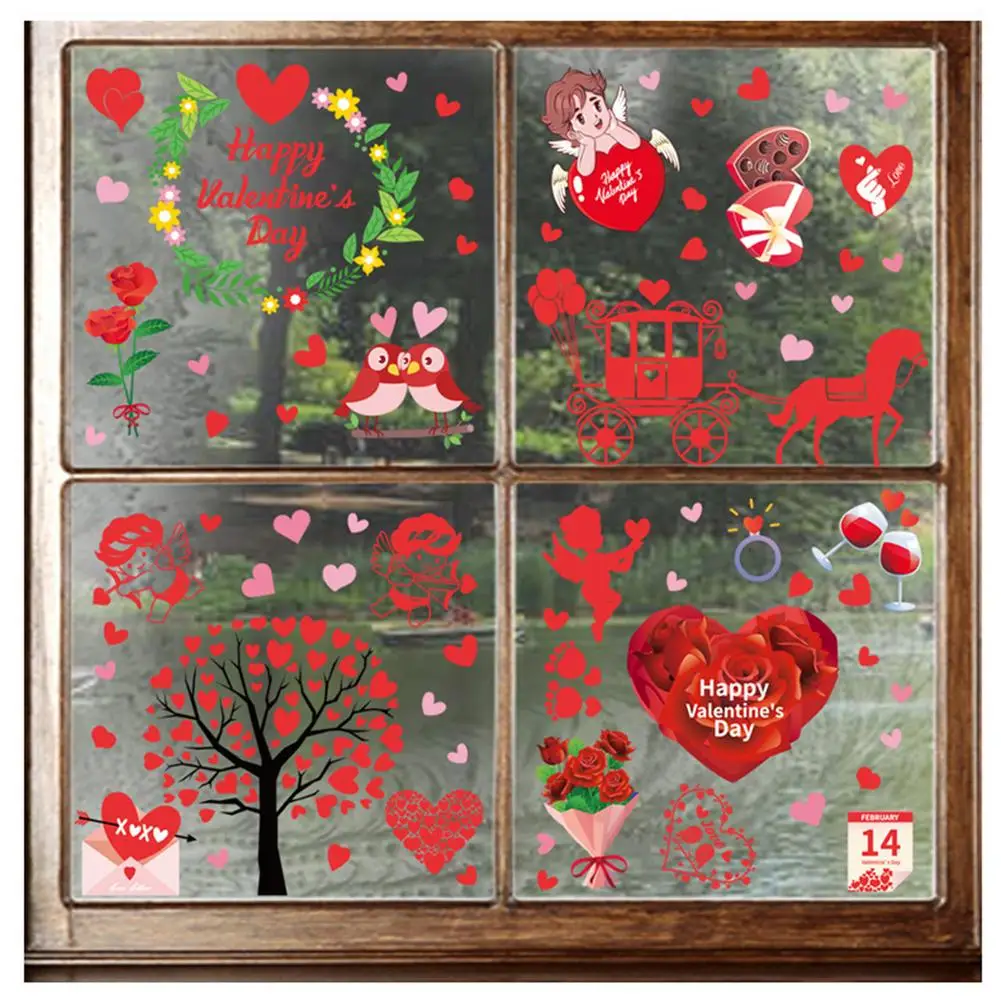 

8 Sheets Valentine's Day Window Decals Clings Decorations Gnome Heart Window Stickers for Valentines Day Glass Windows Stickers