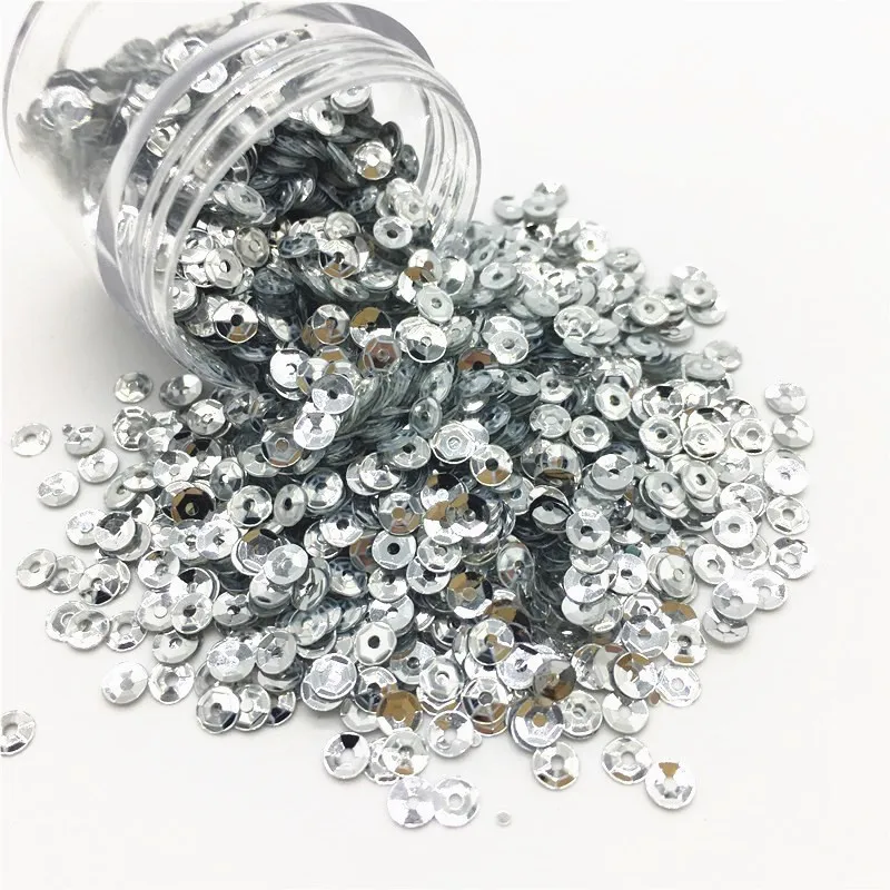 Блестки 4 мм Серебряная Нижняя чашка с блестками формы ПВХ свободная тесьма