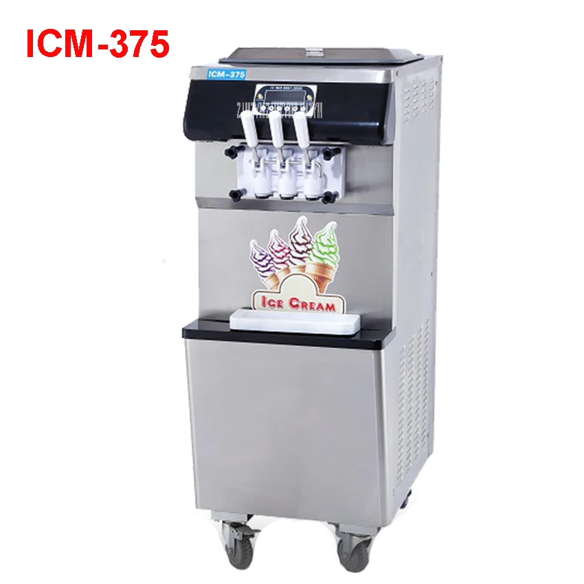 ICM-375 2200 Вт Коммерческая напольная мягкая Мороженое с 3 головками вкус изящный