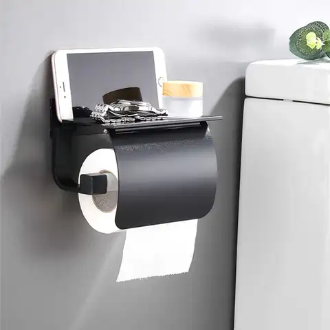 Держатель для туалетной бумаги черного/серебряного цвета, алюминиевая фурнитура для ванной комнаты, водонепроницаемая рулонная бумага, ст...