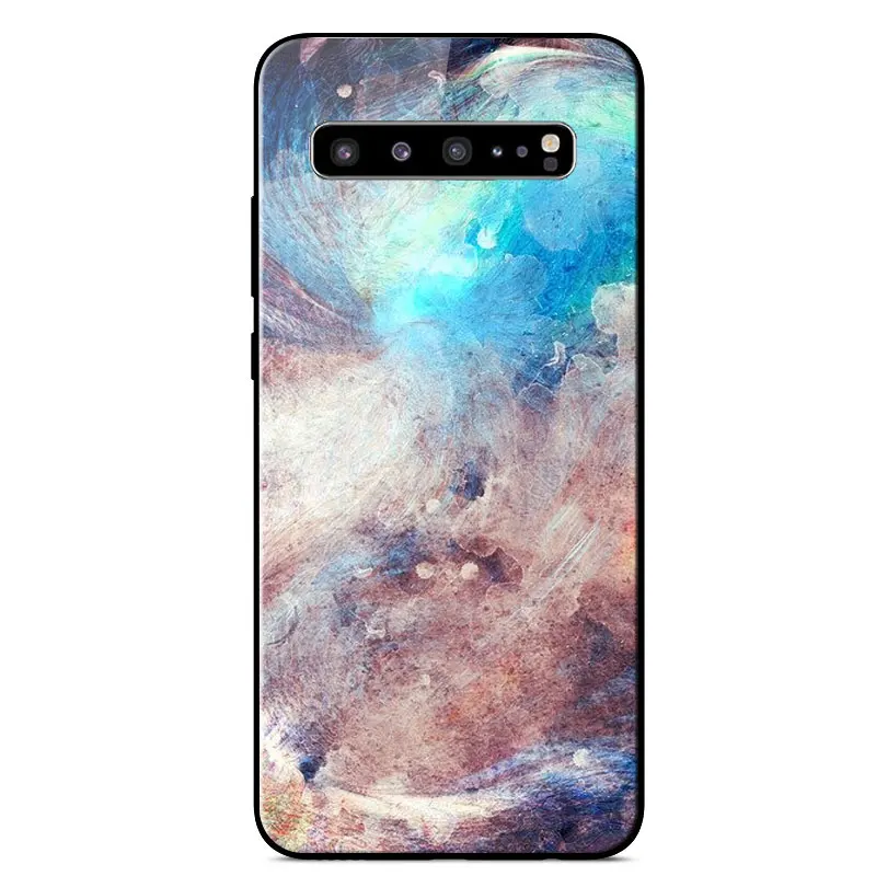

For Samsung S10 5G Case Tempered Glass Hard Case For Samsung Galaxy S10 5G SM-G977B G977 6.7 inch Fashion Painted Phone Cover