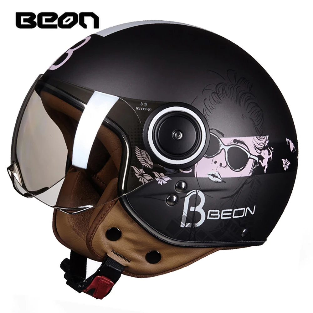 110B MGirl B BEON мотоциклетный шлем Chopper 3/4 с открытым лицом, винтажный мото шлем, мотоциклетный шлем Casco Capacete для мужчин и женщин, скутер, мотоцикл H - Цвет: 110B MGirl B