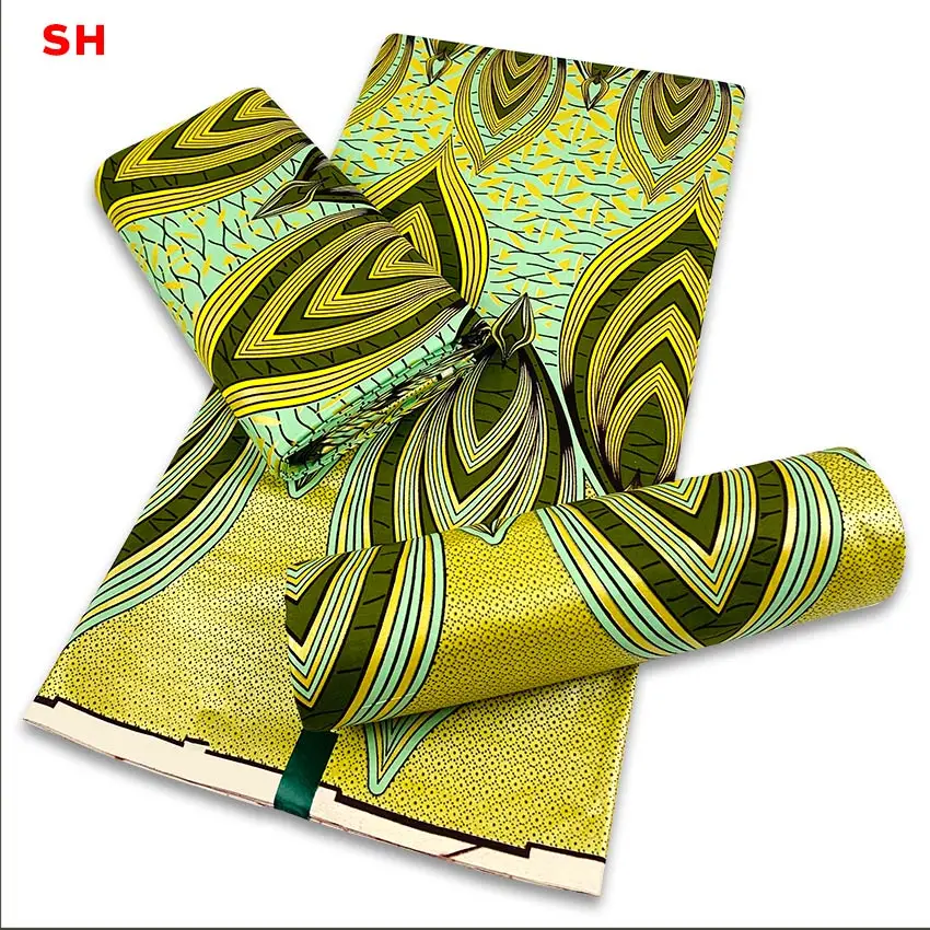 

Ghana Nigeria Material Gold Wax Print New Wax Fabric African Print Tissue Fabric H210714