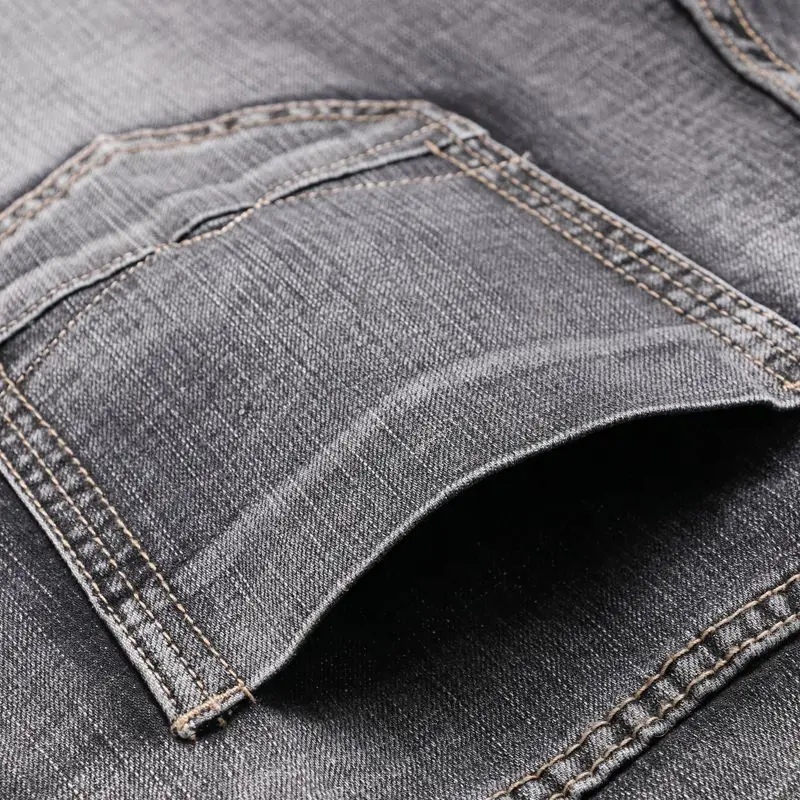 

2019 Autumn New Men's Grey Slim Jeans Classic Style Business Casual Elastic Small Straight Trousers Brand Denim Pants Male