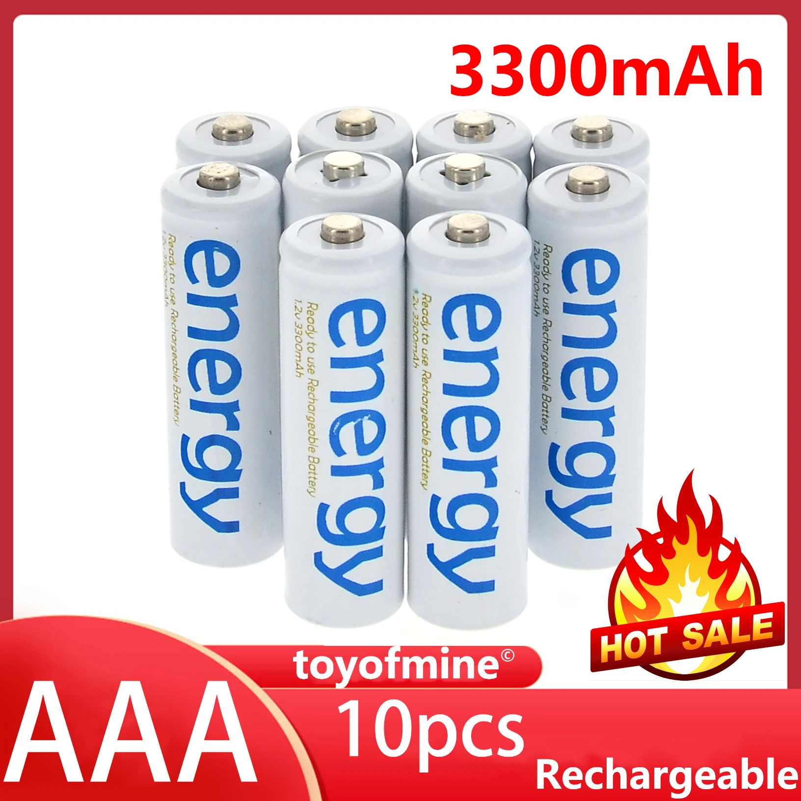 

10x AAA Ni-Mh 3A 2000mAh 1.2V Energy Rechargeable Battery White Cell for RC MP3