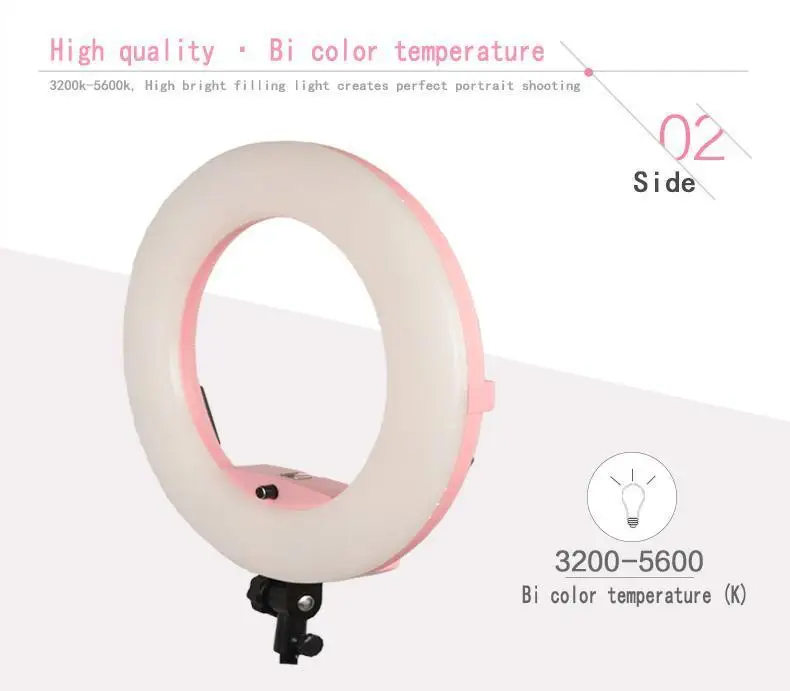 

Yidoblo Pink FE-480II Studio 5600K Dimmable Camera Ring Light 480 LED Video Light Lamp LCD display Photographic Lighting +Tripod