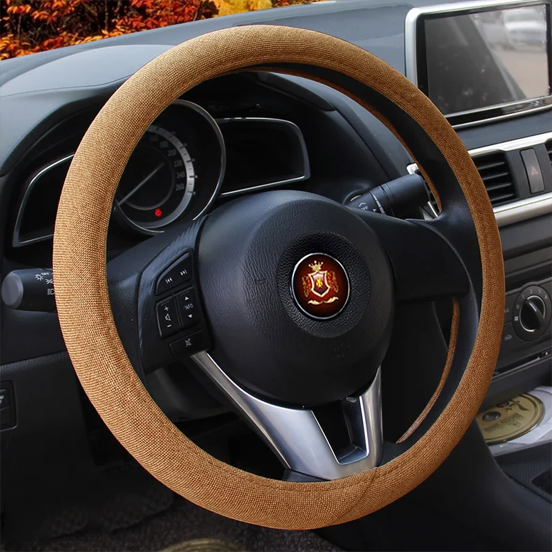 Flax Braided Car Steering Wheel Cover Breathable Non-slip Auto Covers 15 inches 38 cm Universal Fits Most Styling | Автомобили и
