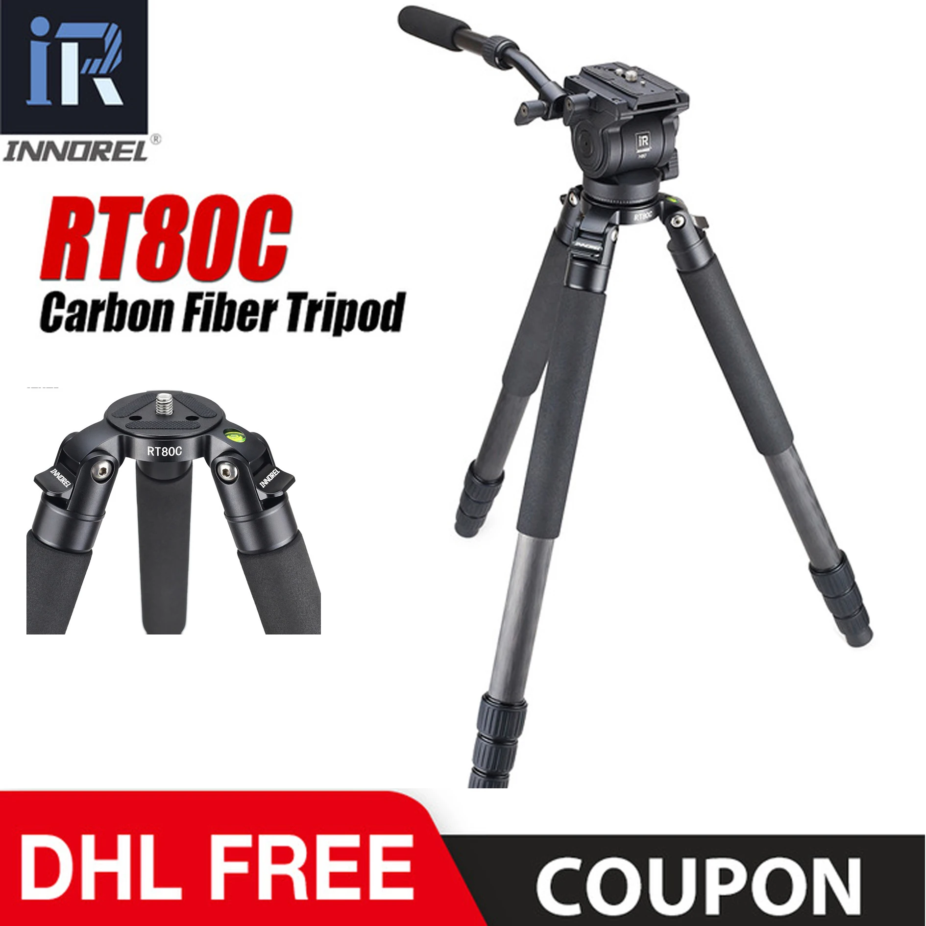 Профессиональный штатив RT80C для цифровой зеркальной камеры из углеродного