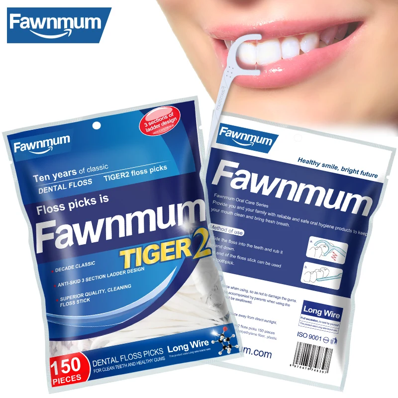 150 шт./лот Fawnmum зубная нить палочки одноразовые зубочистки с нитью для чистки