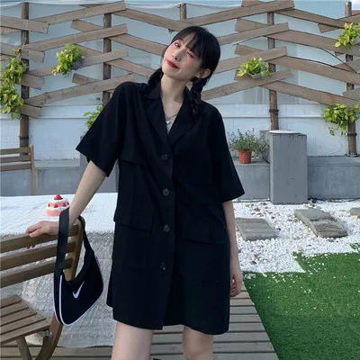 Show thin double-breasted suit dress summer 2020 new loose show thin temperament Yamamoto suit dress cool
