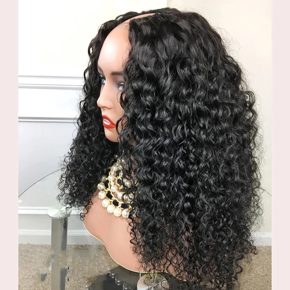 Curly U Part Wigs Human Hair Opening Space : 1*4 Brazilian Remy Middle Wig For Black Women | Шиньоны и парики