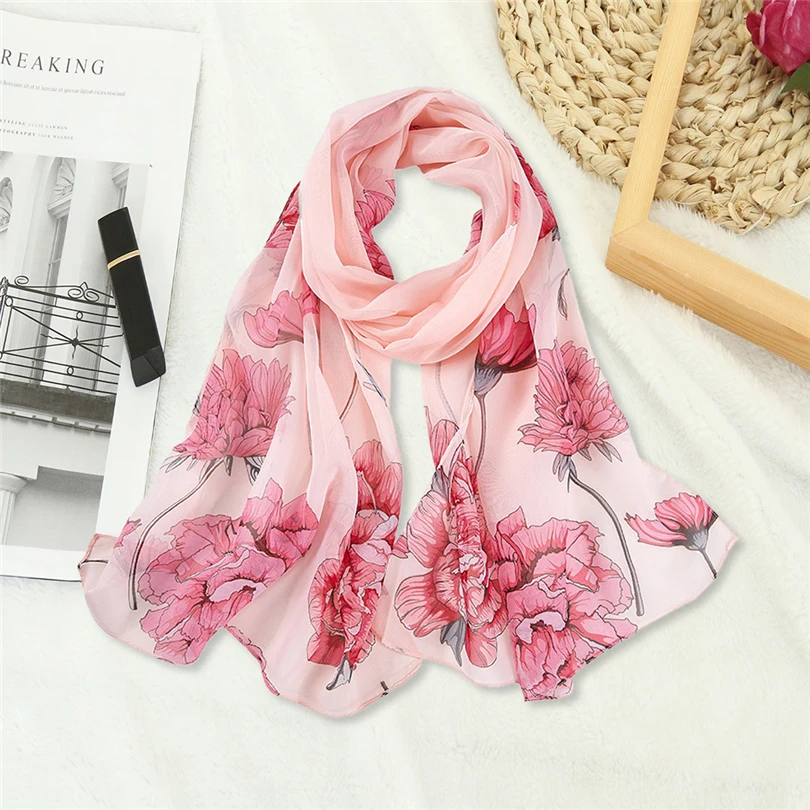 Шифоновый шарф Для женщин с принтом в виде бабочки на шаль цветочным отложным