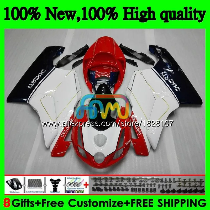 

OEM Body For DUCATI 749-999 749S 999S 749 999 03 04 Bodywork 78BS.0 749 999 S R 749R 999R 2003 2004 Fairings kit Red white hot