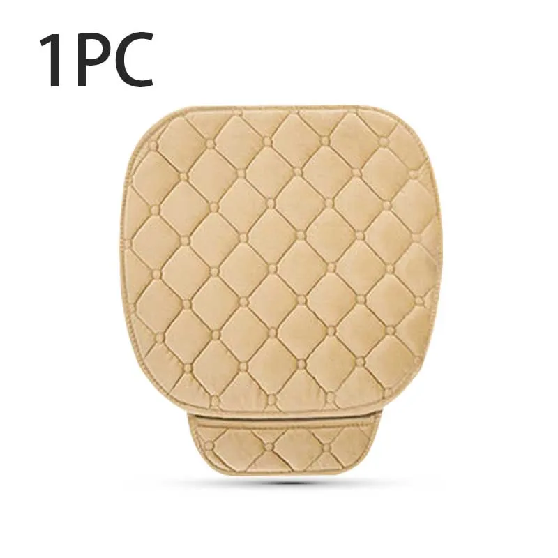 Beige Front 1pc Чехол для автомобильного сиденья, зимний теплый бархат, универсальные чехлы для автомобильных сидений, подушка, переднее и заднее кресло, протектор, подушка для сиденья, коврики, аксессуары - Название цвета: Beige Front 1pc