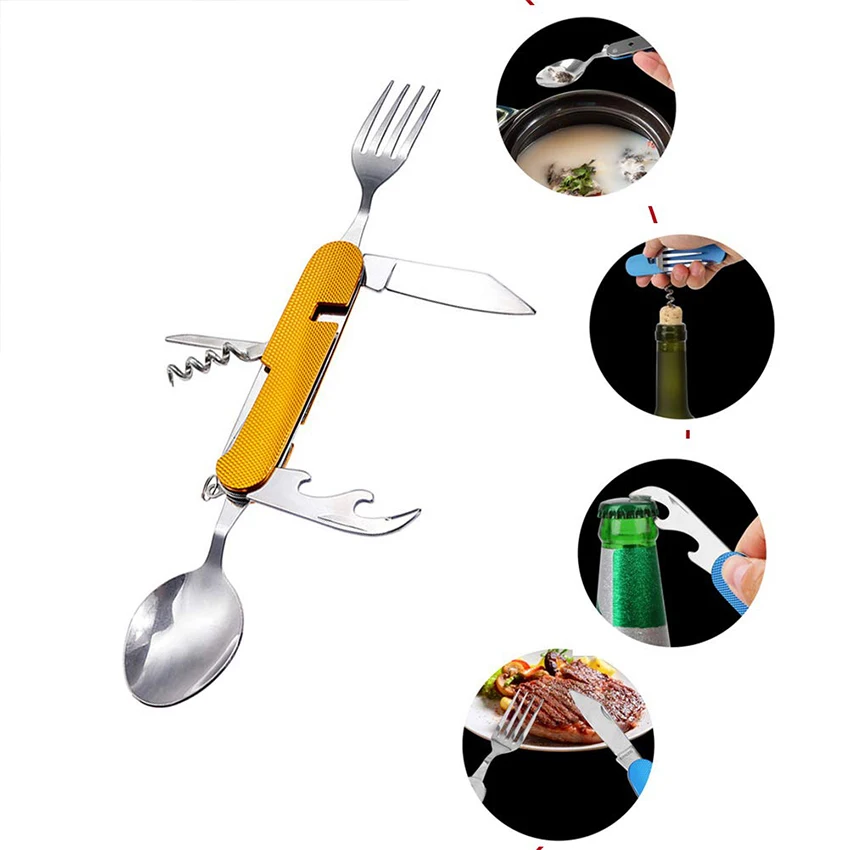 Многофункциональная посуда для кемпинга портативный карманный складной нож