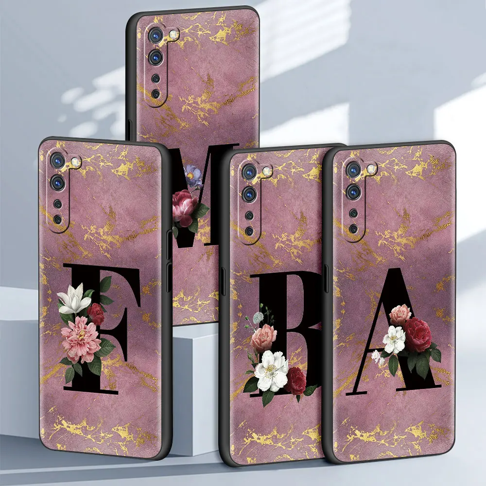 

26 English Letters Case For Oppo A53 A9 2020 A93 A52 Find X2 Lite Reno 4 3 6 F11 Pro A94 4G Ace A95 K9 A74 5G Soft TPU Cover