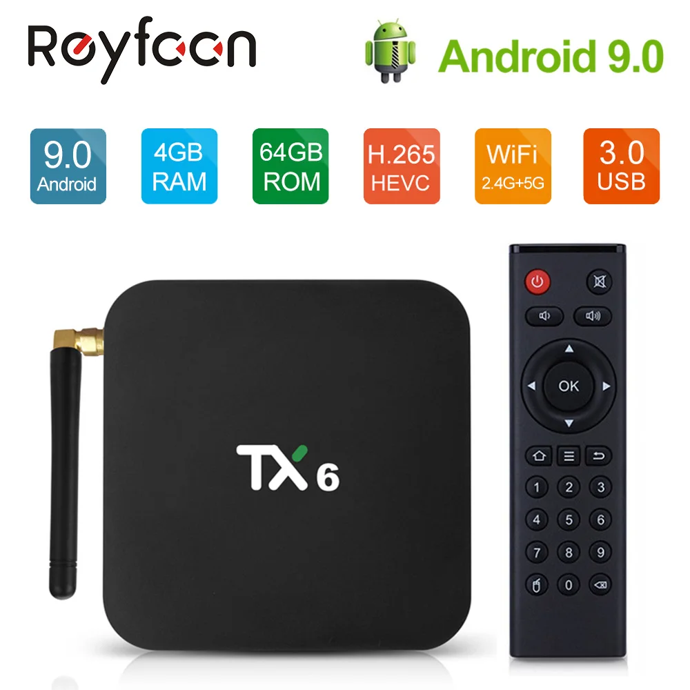 4K Smart tv Box Android 9,0 TX6 Allwinner H6 4GB ram 64GB rom 2G/16G 32G BT 2,4G/5 GHz двойной WiFi медиаплеер TX6 MINI