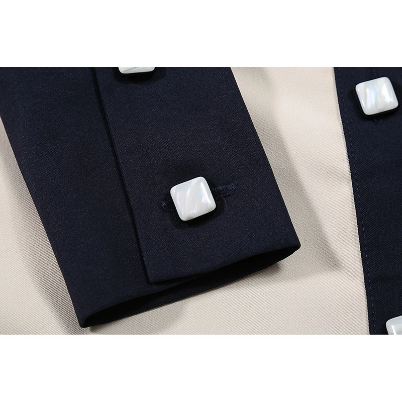 

Women Contrast Color Split Big Size Blouse New Lapel Long Sleeve Loose Fit Shirt Fashion Tide Spring Autumn 2020
