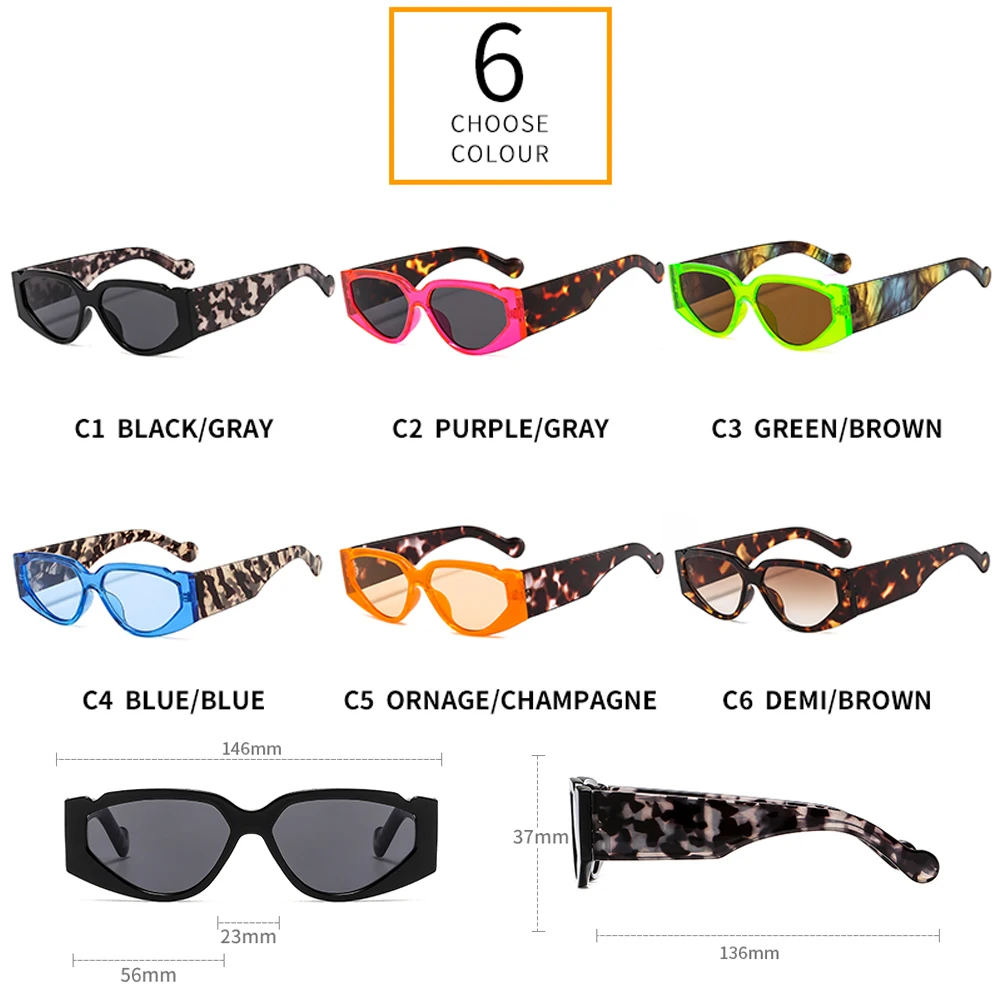 

Fashion Small Cat Eye Sunglasses Women 2020 Luxury Brand Design Vintage Colorful Trendy Oval Print Sun Glasses Men UV400 Shades