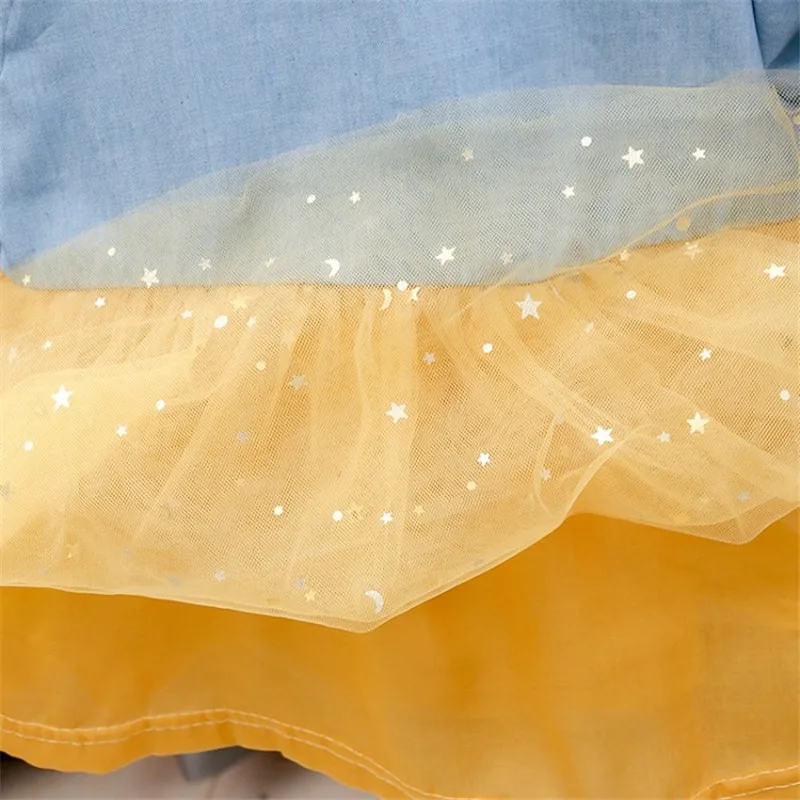 

baby Girl Clothes Children Dress Long Sleeve Autumn Mesh Splicing Birthday Tutu Dresses Princess Sweet Party Suits Kids Outfits