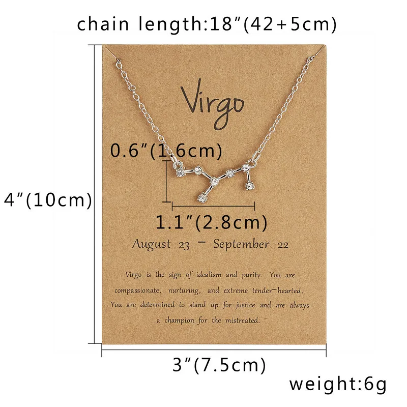 1 шт. ожерелье с цепочкой на шею Virgo Twelve concellations вечерние цветные ожерелья модные