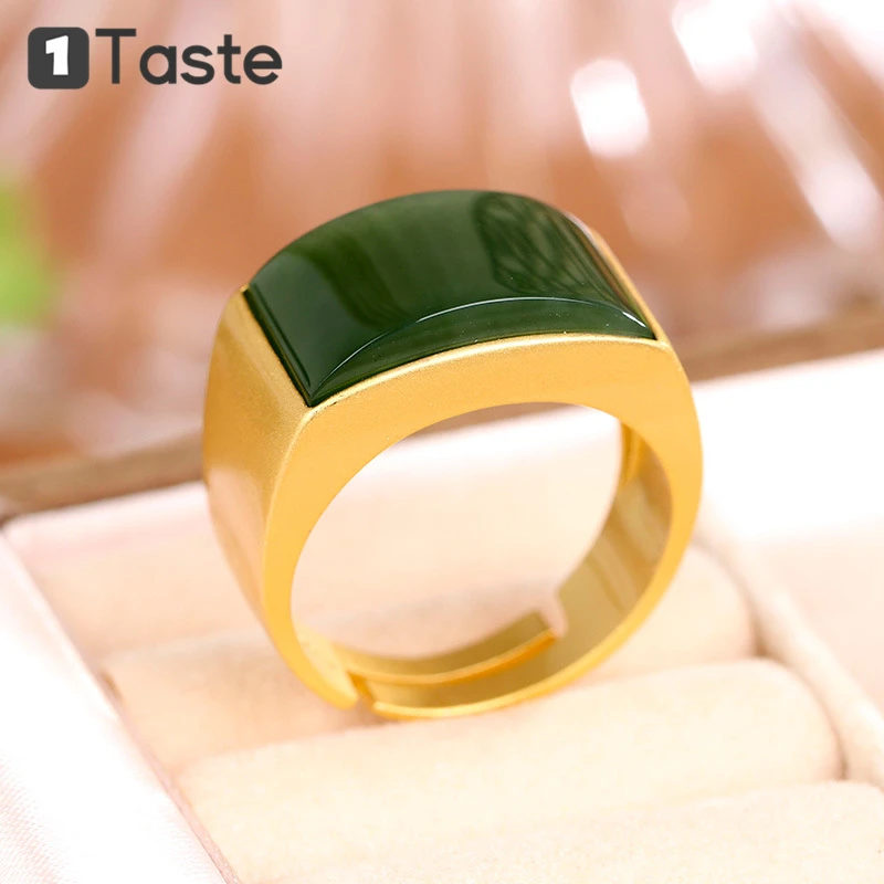 Мужское кольцо с золотым покрытием ONE TASTE прямоугольное из 925 пробы и серебра