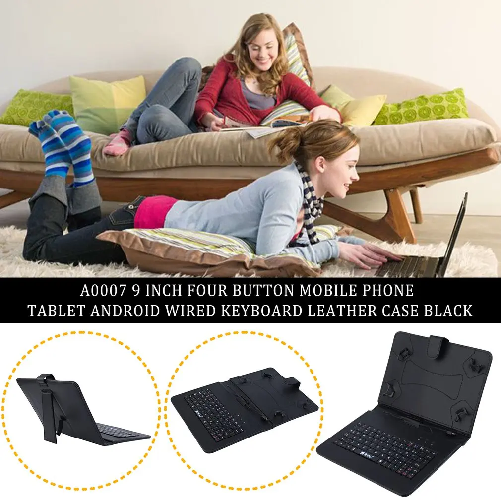 7 Inch Four Button Mobile Phone Tablet Android Wired Keyboard Leather Case Pink (Us Standard Edition) | Компьютеры и офис