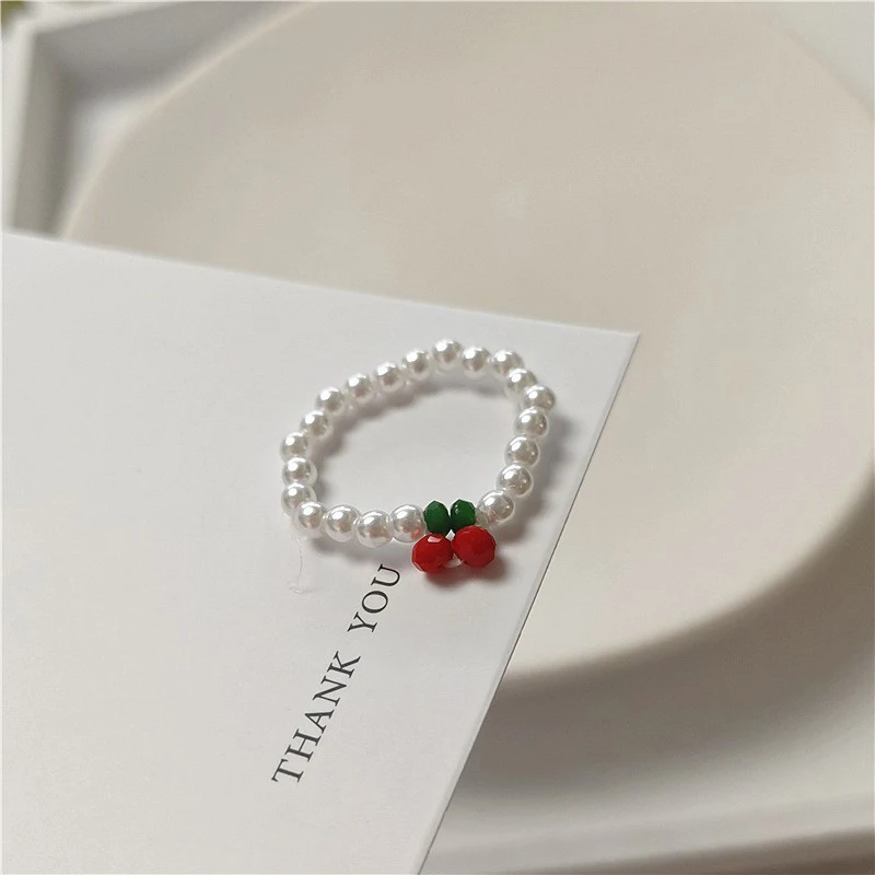 Модное мини-кольцо на шнурке с бусинами для женщин и девушек милые эластичные