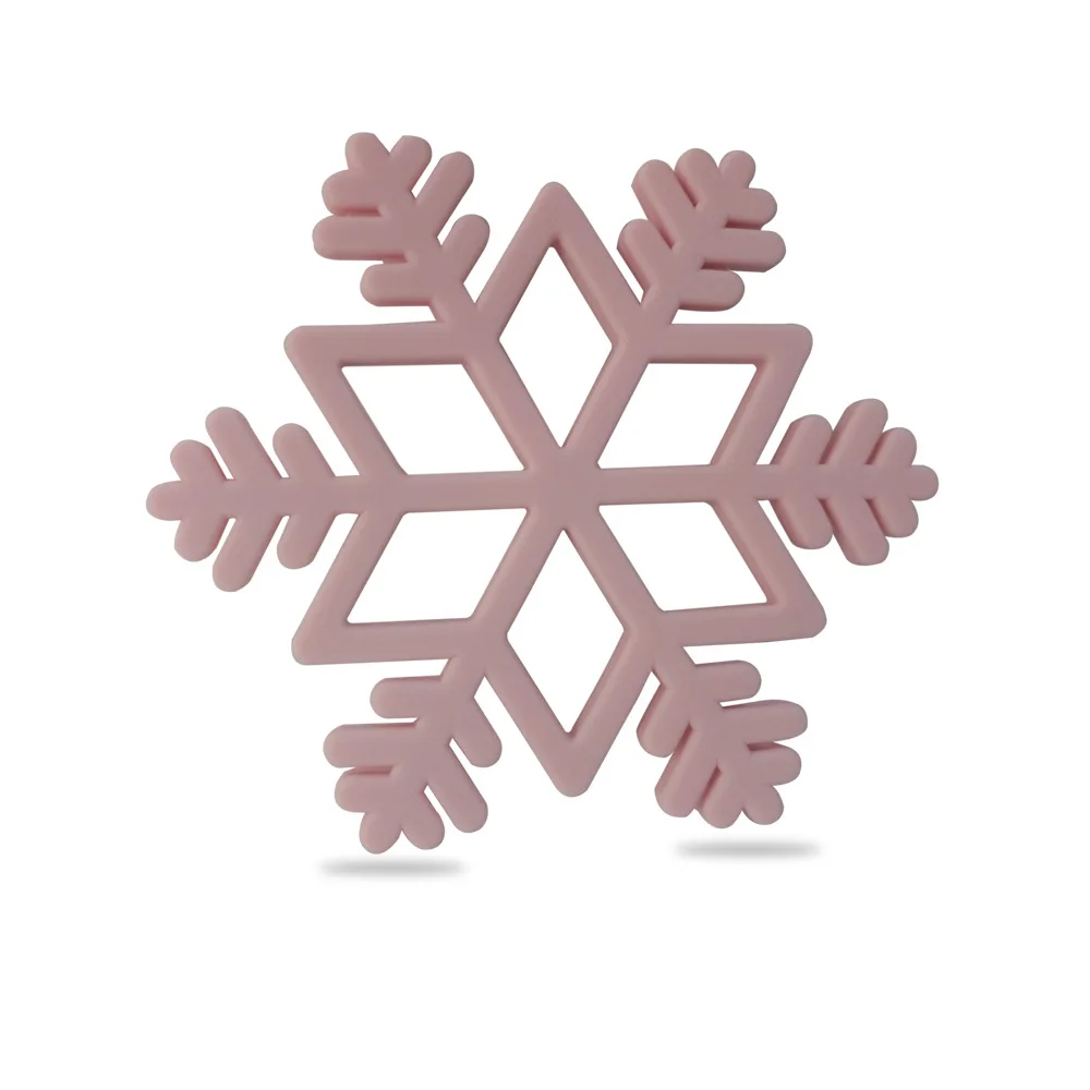 Snowflake-Pink Детские Силиконовые Прорезыватели, BPA бесплатно, Прорезыватель для зубов, игрушка для рождественской елки, Санта-Клауса, снежинки, Детские Прорезыватели, силиконовые бусины, сделай сам, цепочка - Цвет: Snowflake-Pink