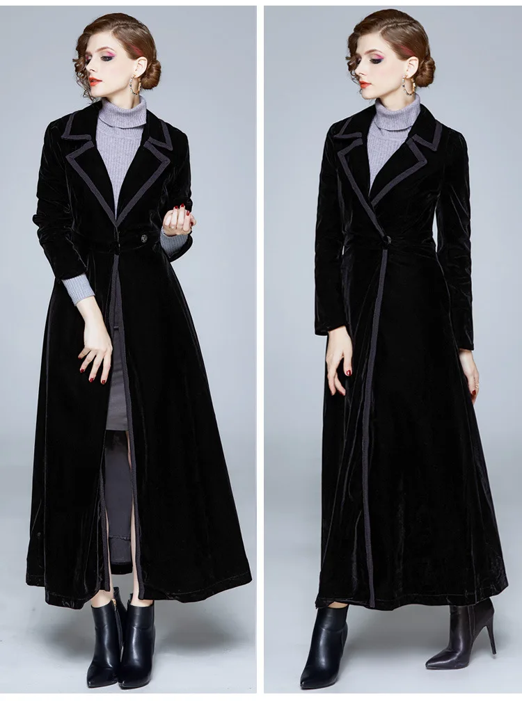 

Jane Deiune New 2020 Winter Women Solid Long Style Trench Coat Lady Fashion Elegant Velour Wind Coat Chic Outwear Slim Casaco