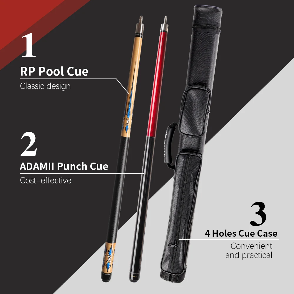 Бильярдный Кий RP Pool Cue 11 5 мм наконечник ADAMII Punch 13 с 4 отверстиями чехол для кия