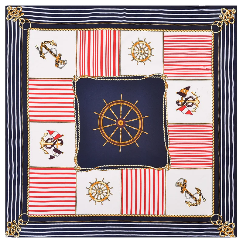

Платок женский Шелковый, 60x60, атласный, квадратный, пиратский корабль, 2020