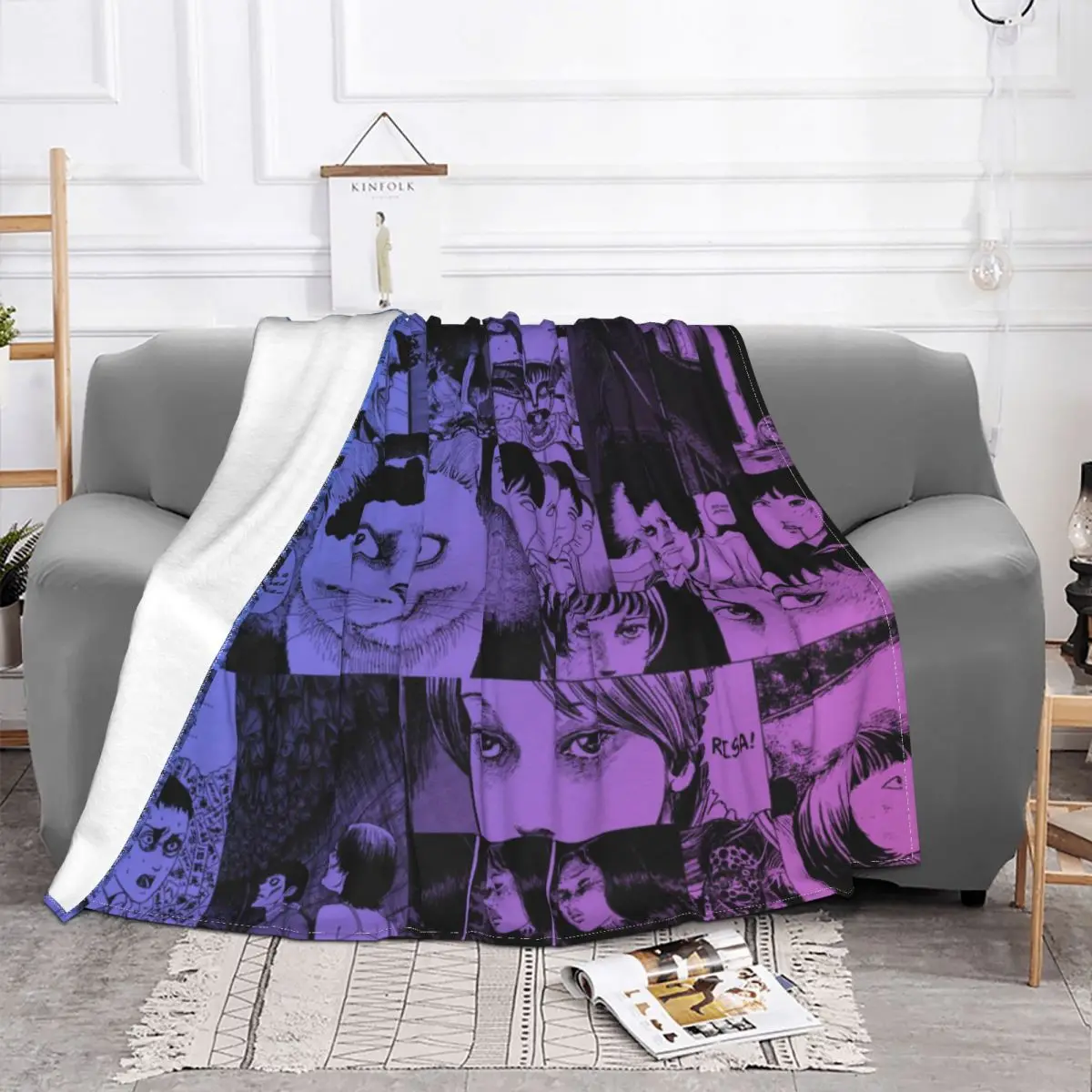 Junji Ito-mantas de cómics terror decoración felpa polar Coral ropa cama para dormitorio colcha sofá | Дом и сад