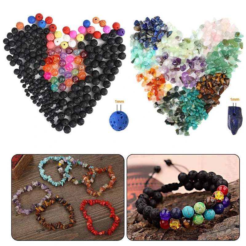 

1 Set Natural Irregular Gemstones Beads Kit with Spacer Beads Jump Rings Ear Hooks Charms Pendant for DIY Jewelry Making