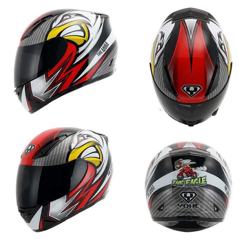 New ECE Certification YOHE Full Face Motorcycle Helmet Cross-country Moto Running helmets with PC Lens visor made of ABS - Цвет: 2