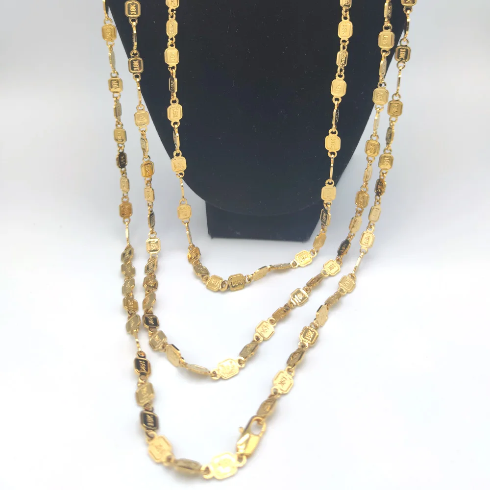 

7mm 18 K Stamp Solid Yellow Gold GF DIY Necklace Gold Flat Chain Handwork Link 27" 31" 35 inch Jewelry Men and wome