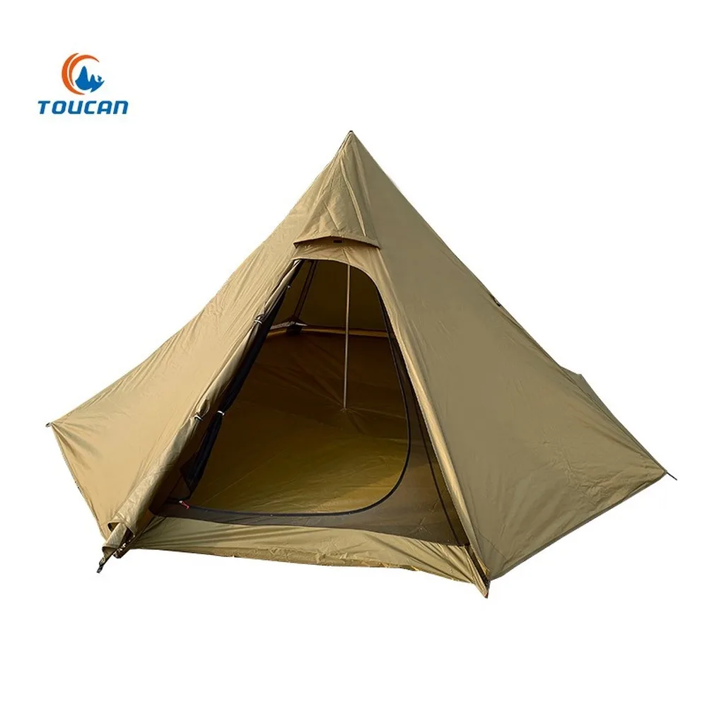 Двойная Наружная палатка для кемпинга с защитой от ветра и комаров, однодверная палатка для кемпинга внутри и снаружи, двойная палатка-пира...