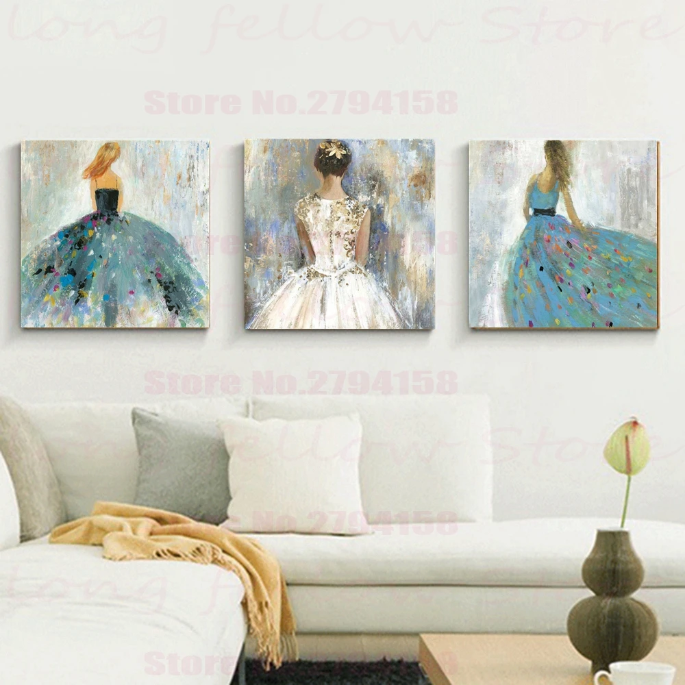 

Custom Bridesmaid Wall Art Back View Girl Artwork Canvas Print Beauty in the Wind Painting for Girl's Bedroom Decor Wholesale