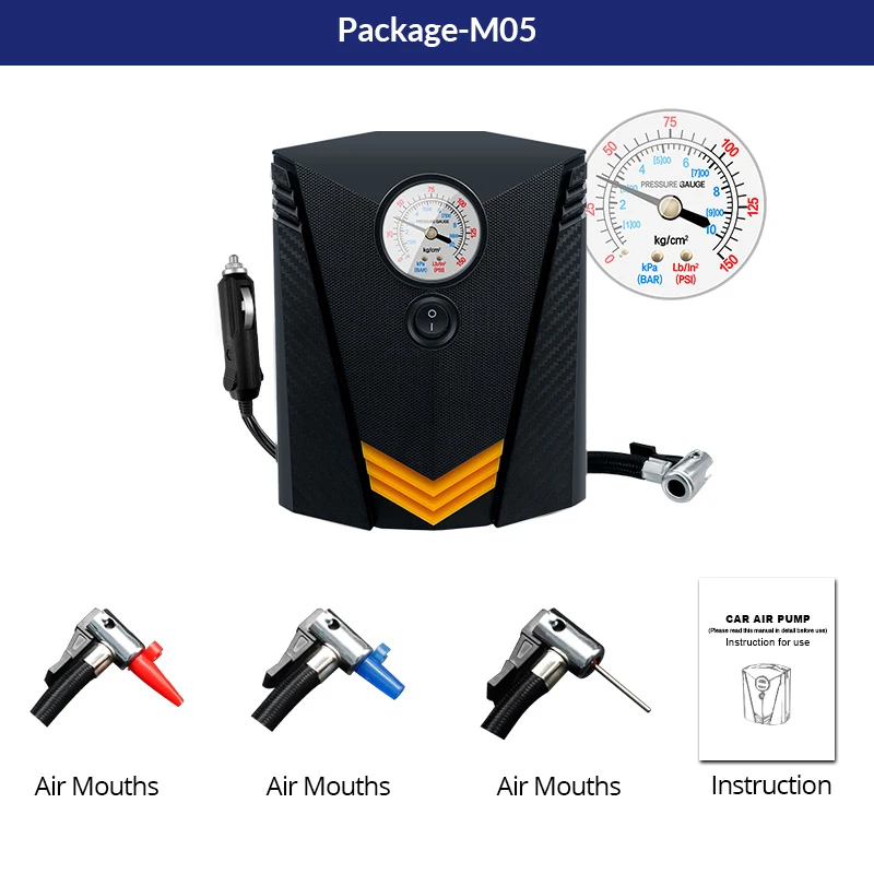 

E-ACE M05 Car Tire Inflator Digital Air Compressor Pump with LED Light DC 12V Auto Air Pump for Car Motorcycle