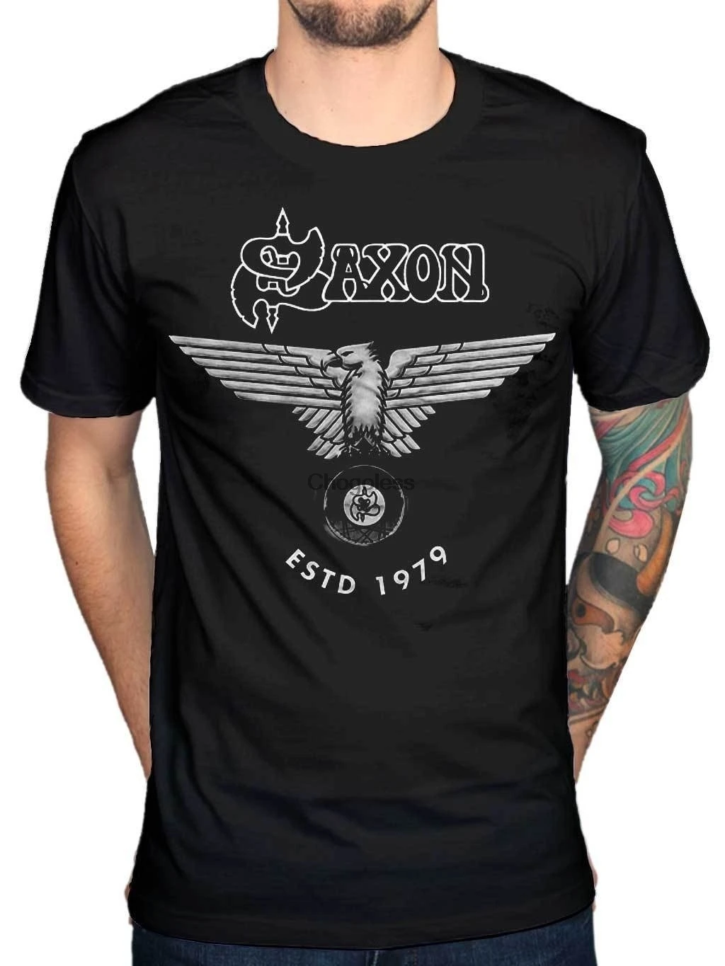 

Saxon Estd 1979 T-Shirt Mtal Lourd Groupe De Rock Merchendise Punk Men